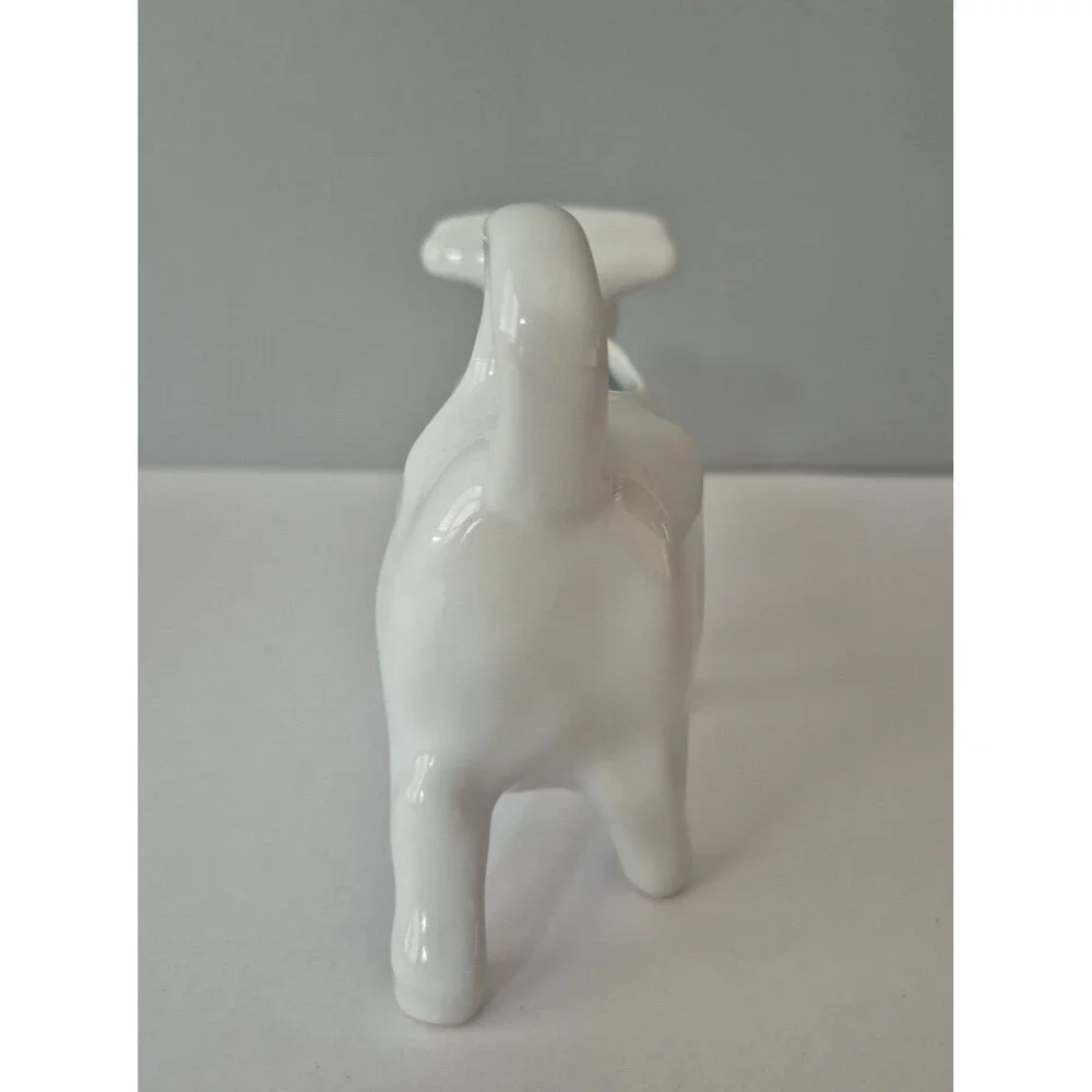 White Vintage Ceramic Cow Creamer with Handle 5 x 7 IN Farmhouse Country Decor